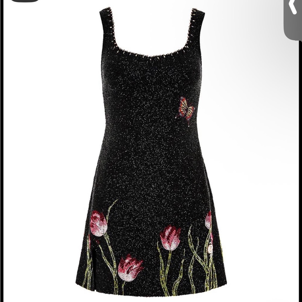 ISO CLIO PEPPIATT Elegant Black Floral Mini Dress